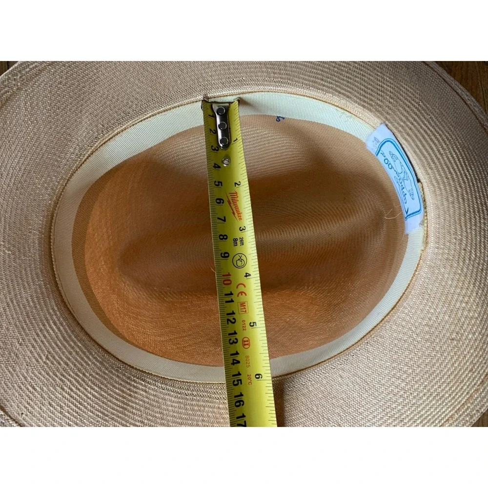 Pappagallo Vintage 60's Straw Fedora Hat Purple Ribbon Retro Chic Preppy